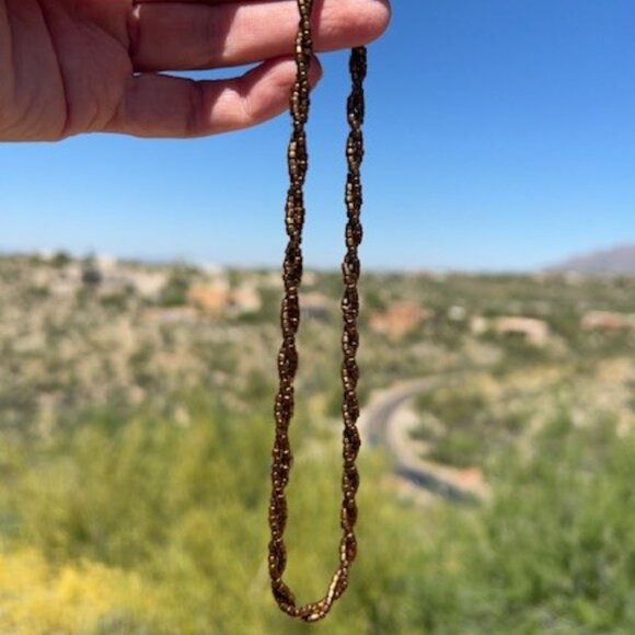 Diane Von Furstenberg DVF 2-Strand Copper Metallic Beaded NECKLACE/CHOKER - Picture 6 of 10